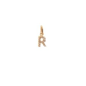 Zlatý přívěsek písmenko R s kamínky