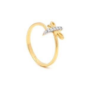 Zlatý prsten MOTÝLEK s bílými kamínky