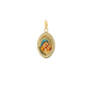 Zlatý oválný medailon Boží Matky s dítětem