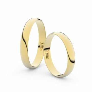 Snubní prsteny ze žlutého zlata, 3.4 mm, půlkulatý, pár - 4C35