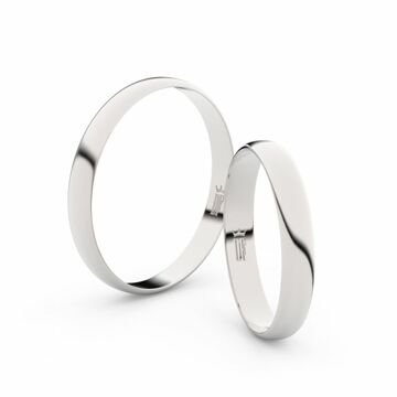 Snubní prsteny z bílého zlata, 3 mm, půlkulatý, pár - 4D30