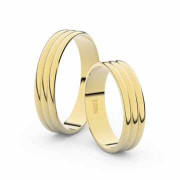 Snubní prsteny ze žlutého zlata, 4.7 mm, trojvlnný, pár - 4J47