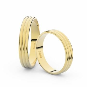Snubní prsteny ze žlutého zlata, 4 mm, trojvlnný, pár - 4K37