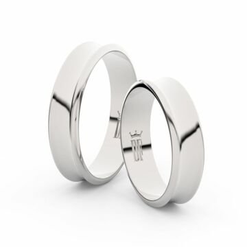 Snubní prsteny z bílého zlata, 5 mm, konkávní, pár - 5A50