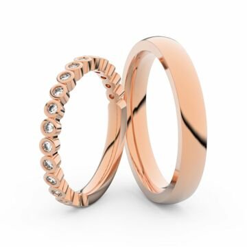 Snubní prsteny z růžového zlata s brilianty, pár - 3899