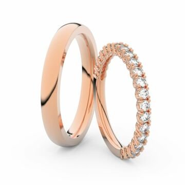 Snubní prsteny z růžového zlata s brilianty, pár - 3902