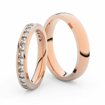 Snubní prsteny z růžového zlata s brilianty, pár - 3907