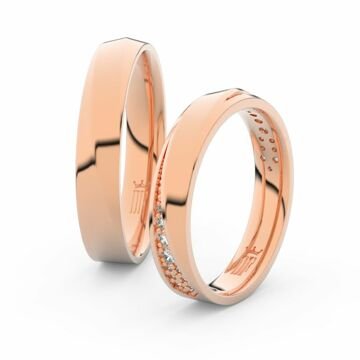 Snubní prsteny z růžového zlata se zirkony, pár - 3025