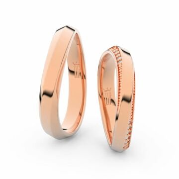 Snubní prsteny z růžového zlata se zirkony, pár - 3023