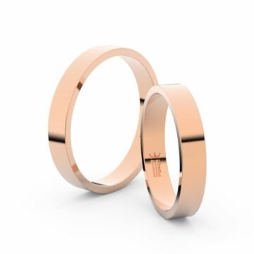 Snubní prsteny z růžového zlata, 3.5 mm, plochý, pár - 1G35