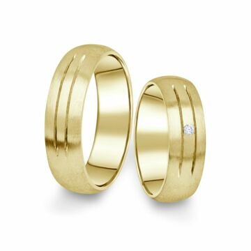 Snubní prsteny ze žlutého zlata s briliantem, pár - 13
