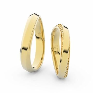 Snubní prsteny ze žlutého zlata se zirkony, pár - 3023