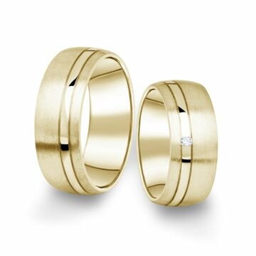 Snubní prsteny ze žlutého zlata s briliantem, pár - 18