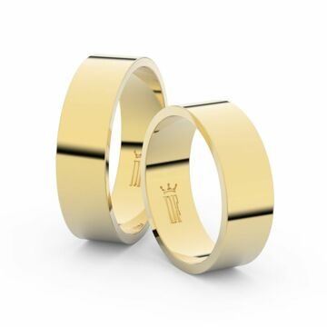 Snubní prsteny ze žlutého zlata, 6 mm, plochý, pár - 1G60