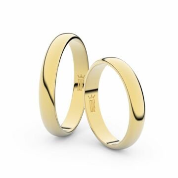 Snubní prsteny ze žlutého zlata, 3.5 mm, půlkulatý, pár - 2B35