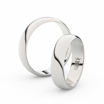 Snubní prsteny z bílého zlata, 4.7 mm, půlkulatý, pár - 2E50