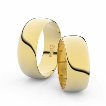 Snubní prsteny ze žlutého zlata, 7.5 mm, půlkulatý, pár - 3C75