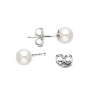 NUBIS® Stříbrné perlové náušnice - bílé perly 4 mm - NBP1008