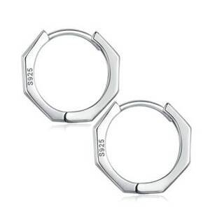 NUBIS® Stříbrné náušnice kroužky hranaté - NB-3258