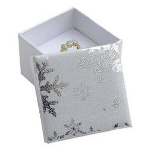 Šperky4U Vánoční dárková krabička na prsten nebo náušnice - bílá - KR0374-WH