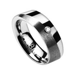 NUBIS® Dámský snubní prsten wolfram - zirkon, šíře 6 mm, vel. 49 - velikost 49 - NWF1048-Zr-49