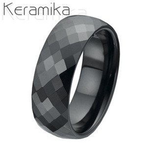 NUBIS® Keramický prsten černý, šíře 8 mm - velikost 68 - KM1002-8-68
