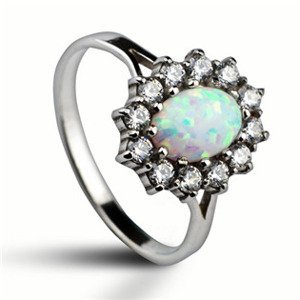Šperky4U Stříbrný prsten se zirkony a bílým opálem - velikost 58 - ZB32705-OP17-58