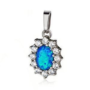 Šperky4U Stříbrný přívěšek s modrým opálem - ZB35705-OP05