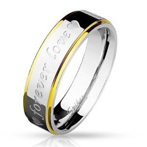 Šperky4U Ocelový prsten s textem "Forever Love" - velikost 70 - OPR0029-6-70