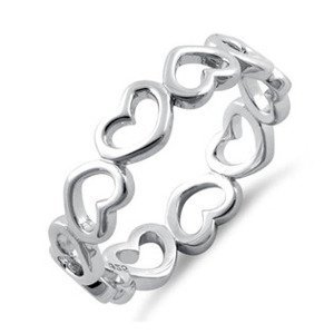 NUBIS® Stříbrný prsten se srdíčky - velikost 56 - NB-5049-56