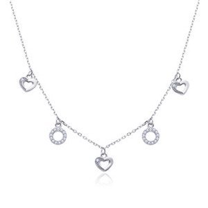 NUBIS® Stříbrný náhrdelník se srdíčky - NB-2375