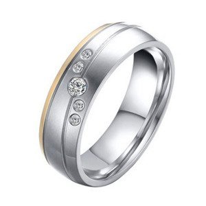 Šperky4U Ocelový prsten se zirkony - velikost 54 - OPR0042-Zr-54