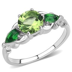 Šperky4U Ocelový prsten se zelenými kameny, vel. 55 - velikost 55 - AL-0103-55