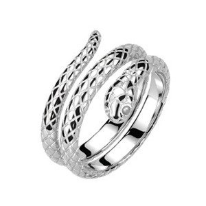 Šperky4U Ocelový prsten had - velikost 57 - OPR1942-57