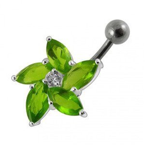 Šperky4U Stříbrný piercing do pupíku - kytička - BP01159-G