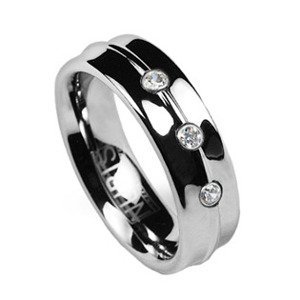 NUBIS® NWF1023 Dámský snubní prsten wolfram se zirkony - velikost 50 - NWF1023-Zr3-50