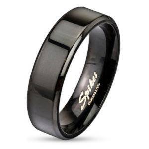 Šperky4U Ocelový prsten černý, š. 6 mm - velikost 59 - OPR1410-60