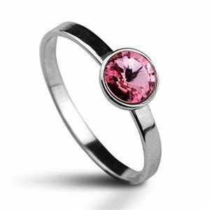 NUBIS® Stříbrný prsten s kamenem Crystals from Swarovski®, barva: LIGHT ROSE - velikost 52 - CS5940-LR-52