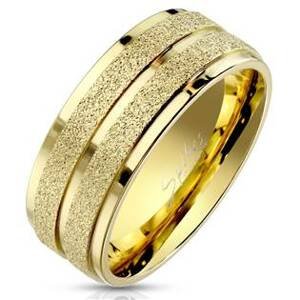 Šperky4U Pískovaný zlacený ocelový prsten - velikost 62 - OPR1772-62