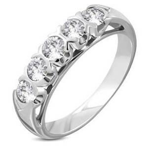 Šperky4U Ocelový prsten se zirkony - velikost 52 - OPR1780-52