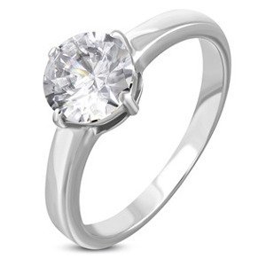 Šperky4U Ocelový prsten se zirkonem - velikost 57 - OPR1776-57