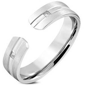 Šperky4U Ocelový prsten se 2ma zirkony - velikost 54 - OPR1782-54