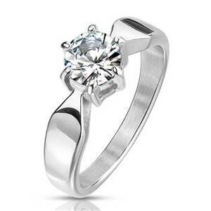 Šperky4U Ocelový prsten se zirkonem - velikost 49 - OPR1773-49