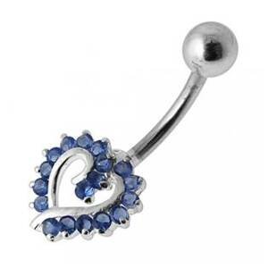 Šperky4U Stříbrný piercing do pupíku srdíčko - BP01026-B