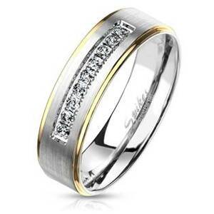 Spikes USA OPR0109 Pánský ocelový prsten se zirkony - velikost 65 - OPR0109-6-65