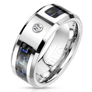 NUBIS® Pánský prsten tisten, modrý karbon - velikost 60 - TIS0014-60