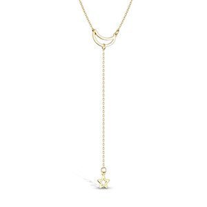 Šperky4U Ocelový náhrdelník "měsíc a hvězda" - OPD0168-GD