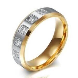 Šperky4U OPR1830 Dámský zlacený ocelový prsten - velikost 59 - OPR1830-D-59