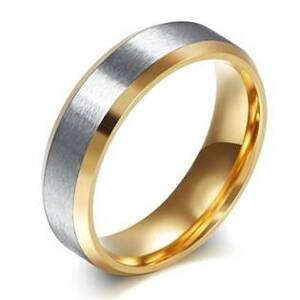 Šperky4U OPR1830 Pánský zlacený ocelový prsten - velikost 62 - OPR1830-P-62