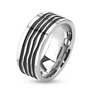 Šperky4U Pánský ocelový prsten s pruhy - velikost 67 - OPR1541-67